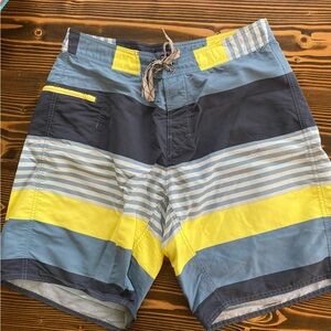 Patagonia Men's Swim Shorts - Blue, Yellow, and Gray